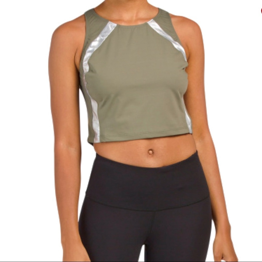 Pheel Vibe Cycling Yoga Workout Crop Top Olive Green Size Medium